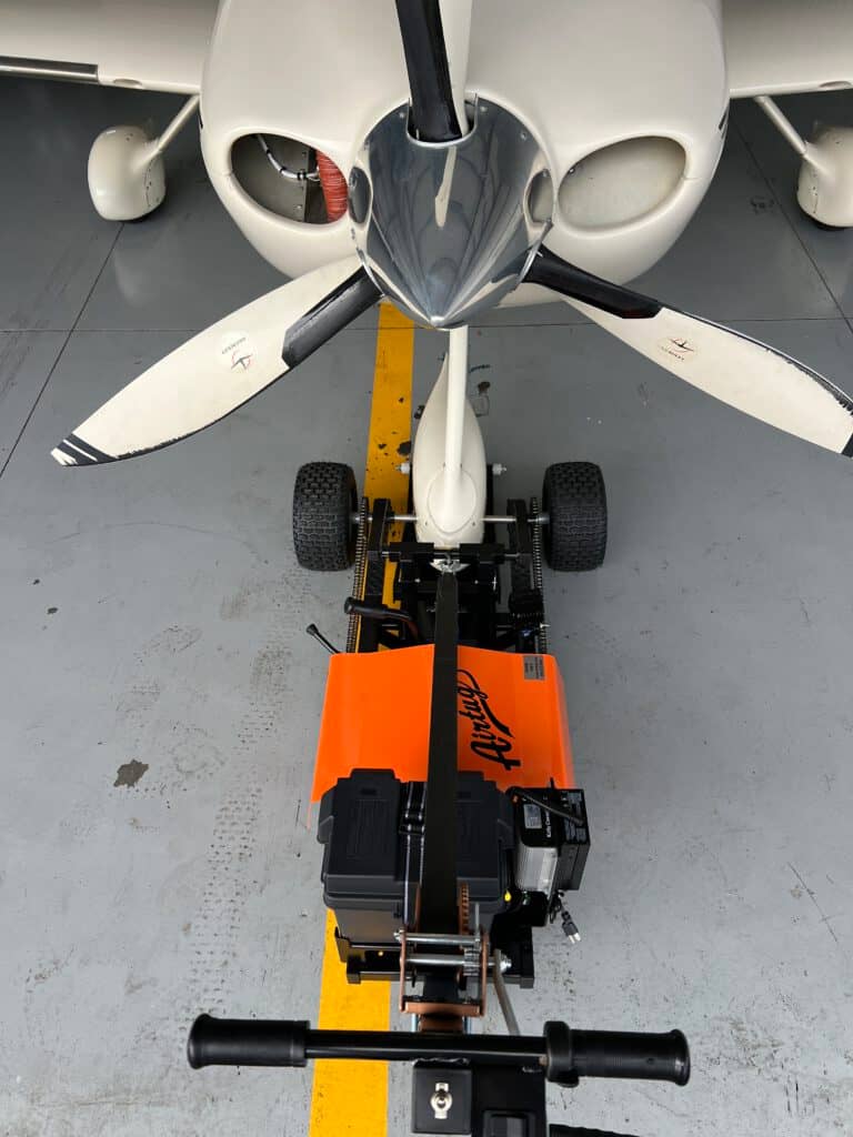 overhead view of aircraft tug