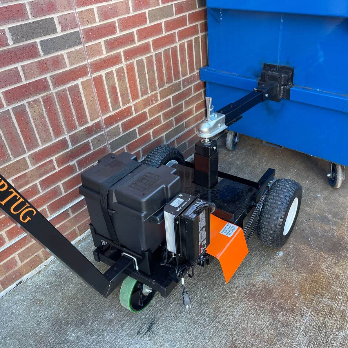 forward view of airtug dumpster tug in action