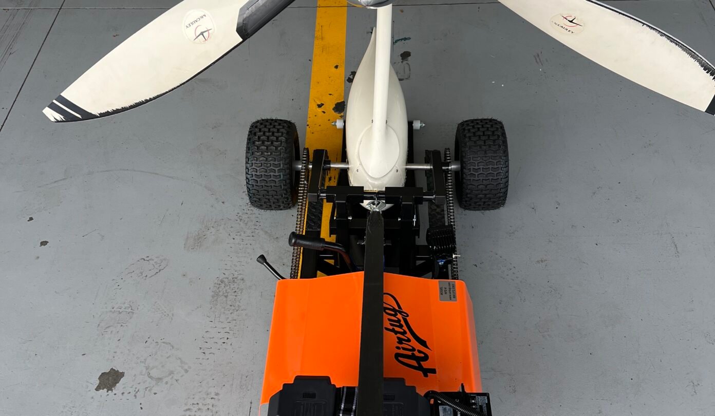 overhead view of aircraft tug